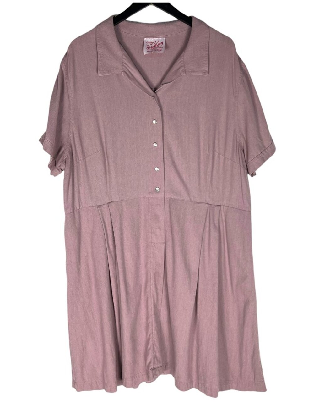 Tuesday of California Linen Cotton Blend Diner Dress in Toadstool Mauve Size 2X